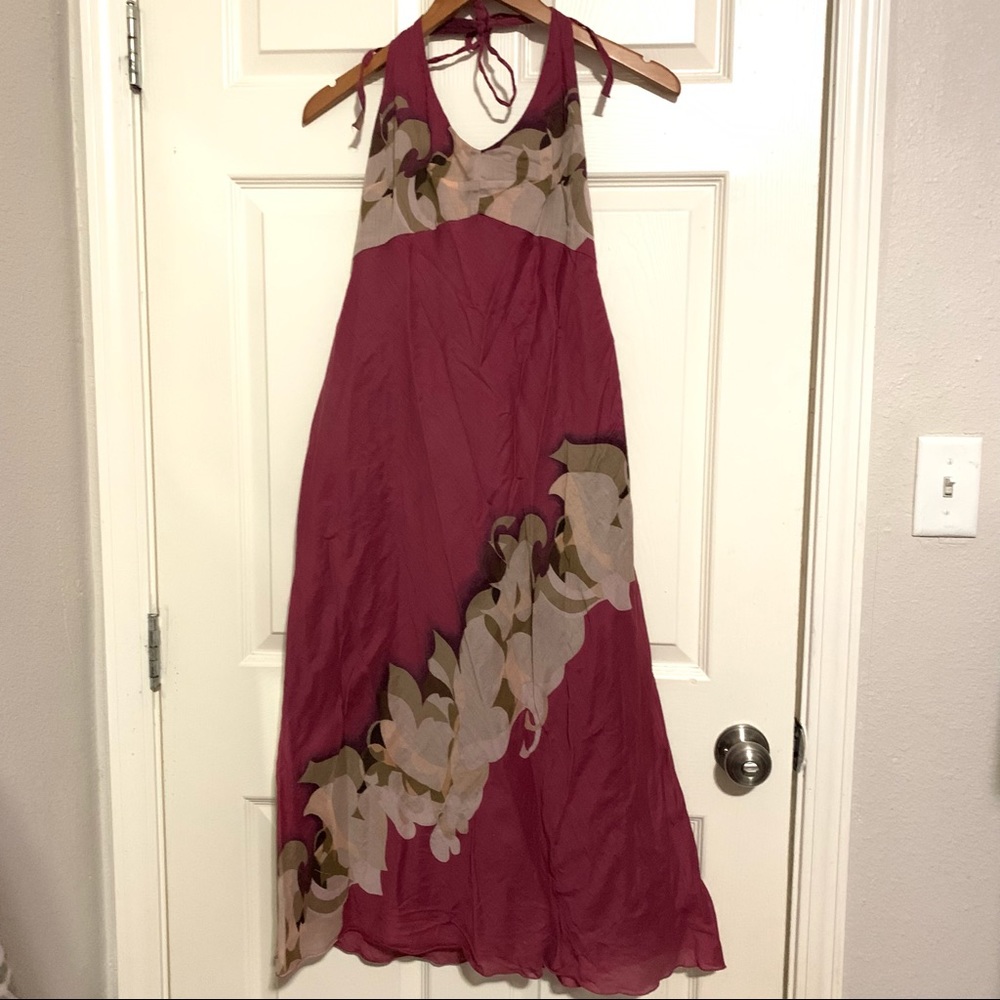 J crew halter burgundy maxi dress size 12